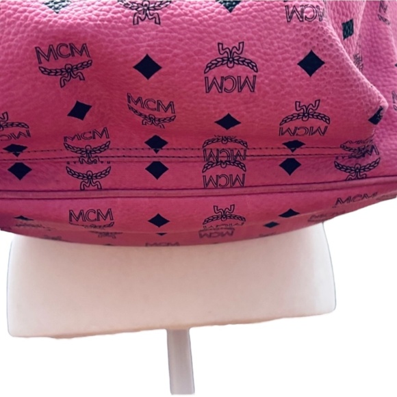 MCM Large Pink Visetos Studded Leather Backpack - Picture 6 of 9